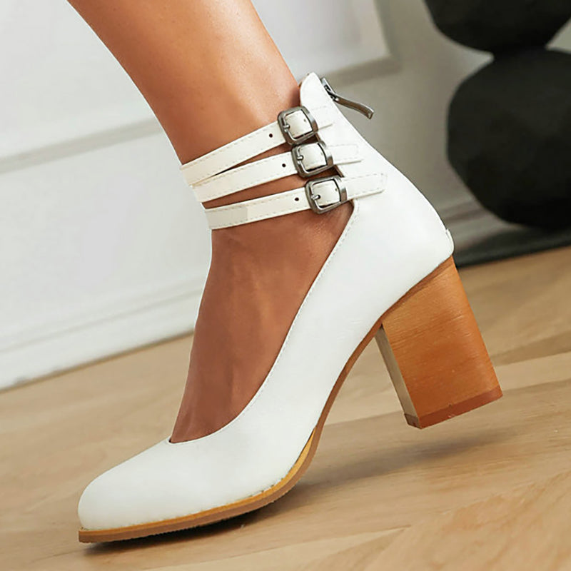 Casilda | Smooth Sandals with Ankle Strap and Thick Sole