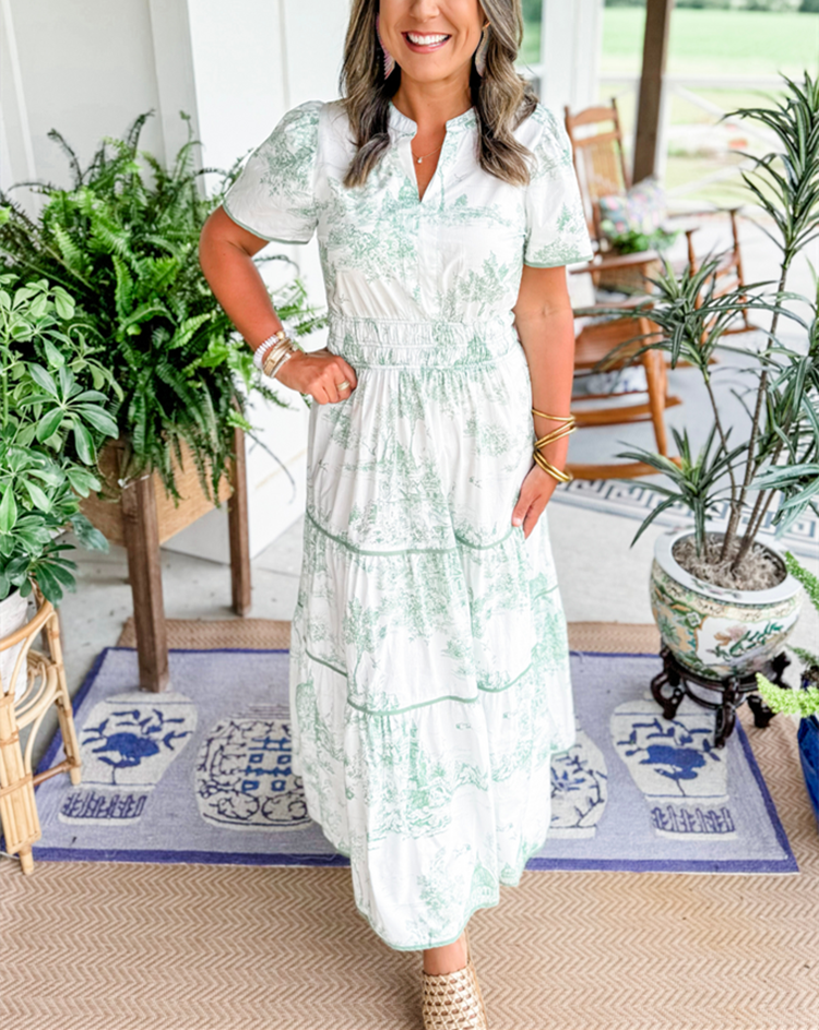 Eliza – Classic Toile Maxi Dress