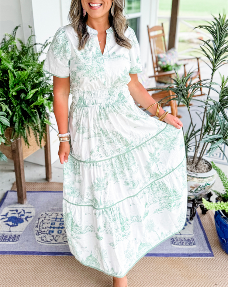 Eliza – Classic Toile Maxi Dress