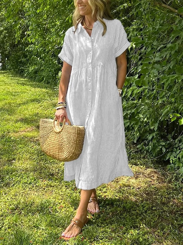 Malina – Striped Shirt Dress with Pockets