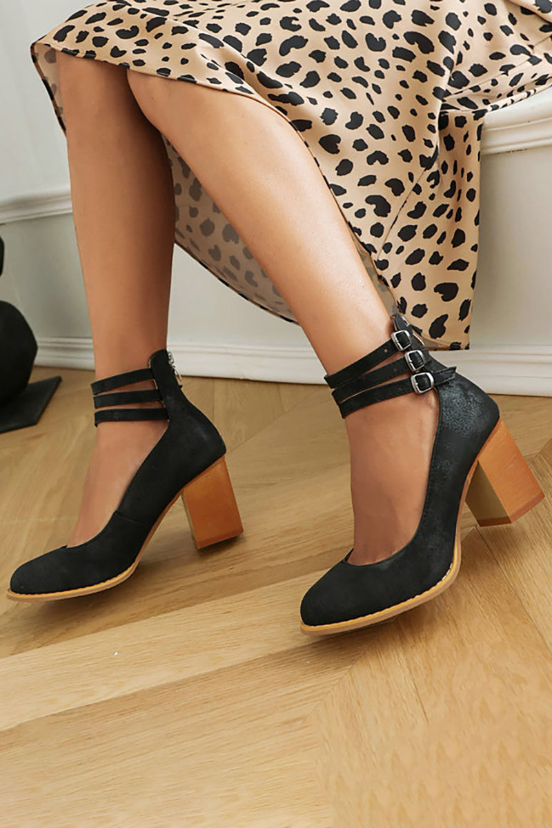Casilda | Smooth Sandals with Ankle Strap and Thick Sole