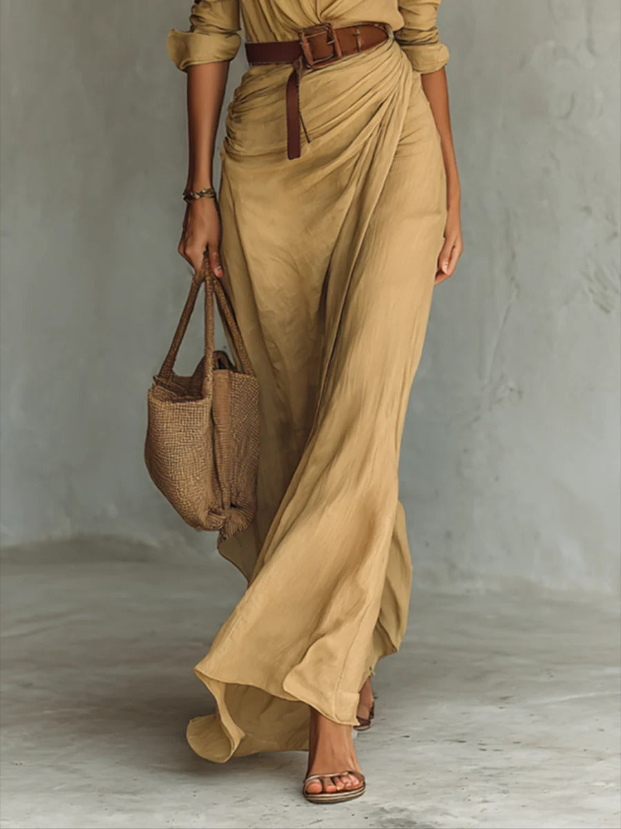 Jolette – Tailored Long Dress with Sleeves and Lapels