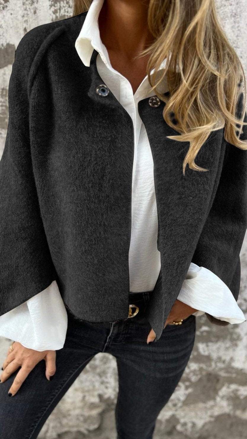Bea – Women's Coat with Round Neck and Long Sleeves