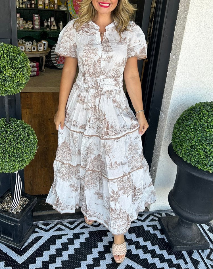 Eliza – Classic Toile Maxi Dress