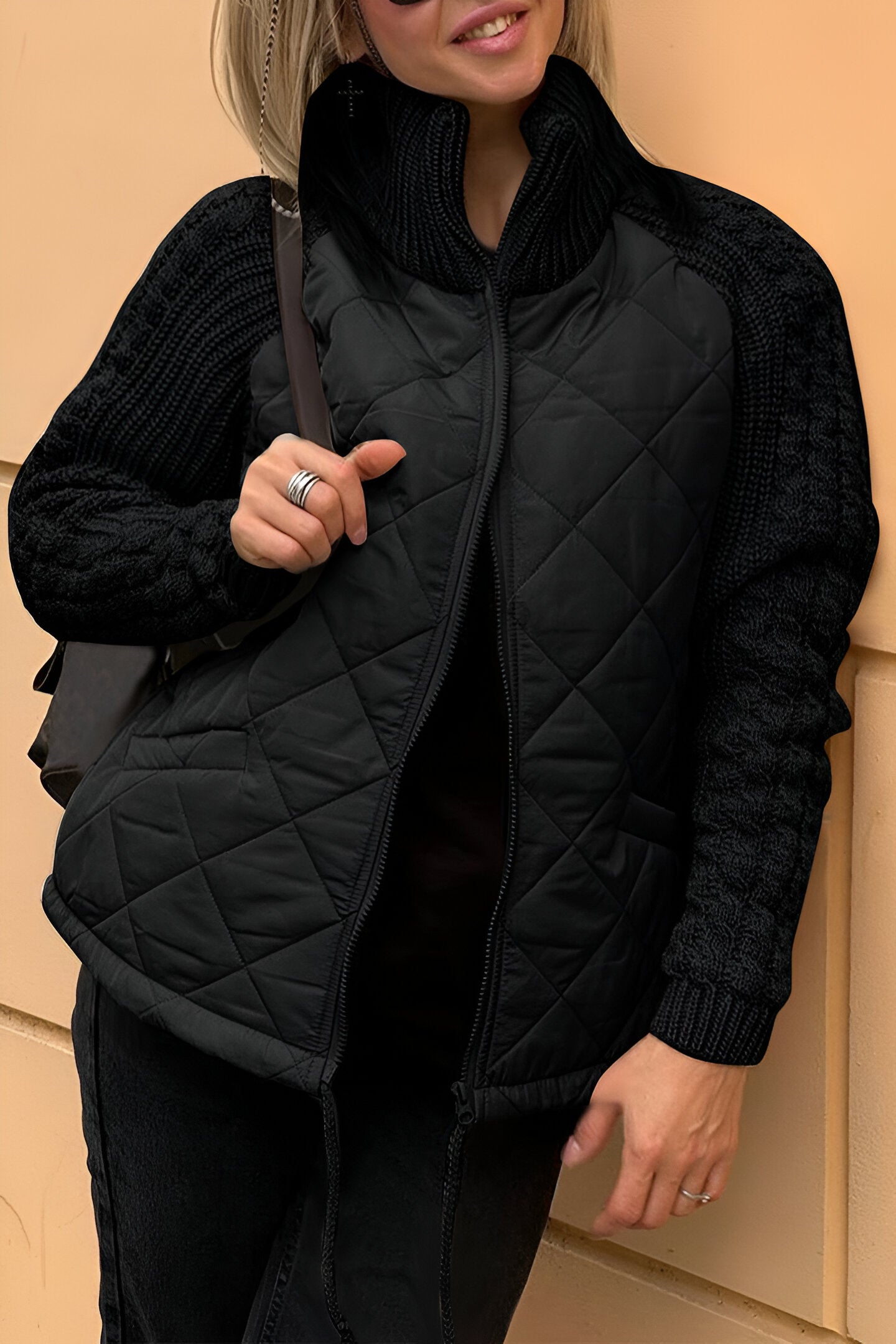 Johanna - Patchwork Knit Zip Jacket