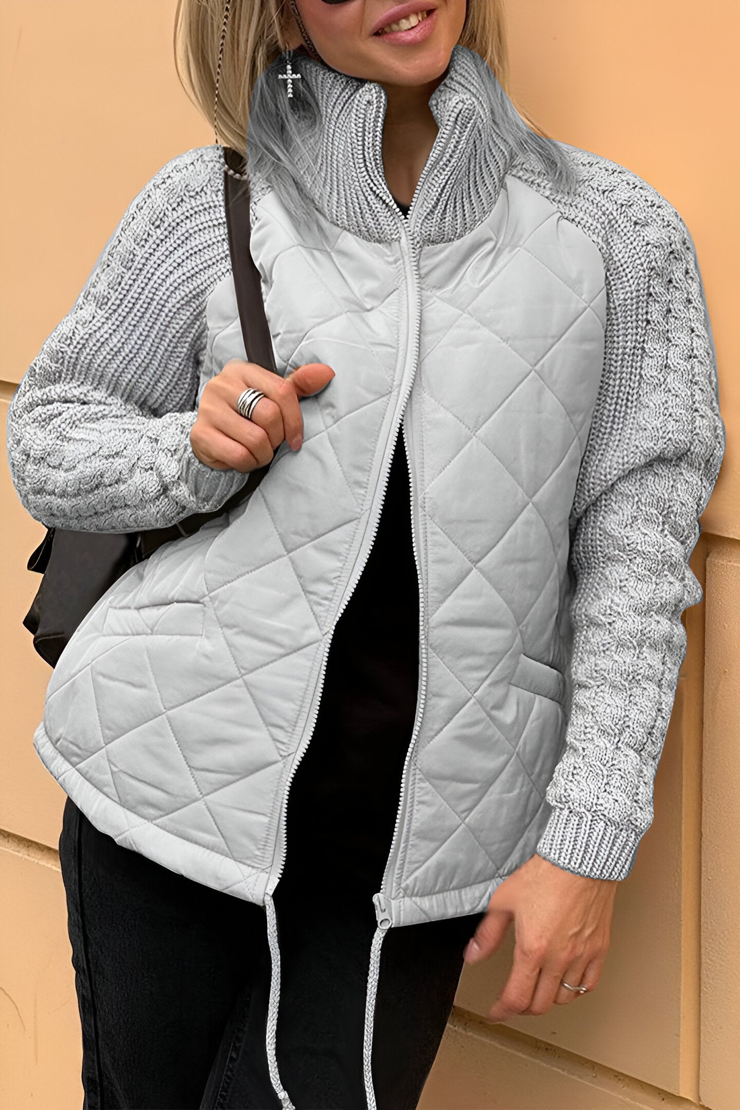 Johanna - Patchwork Knit Zip Jacket