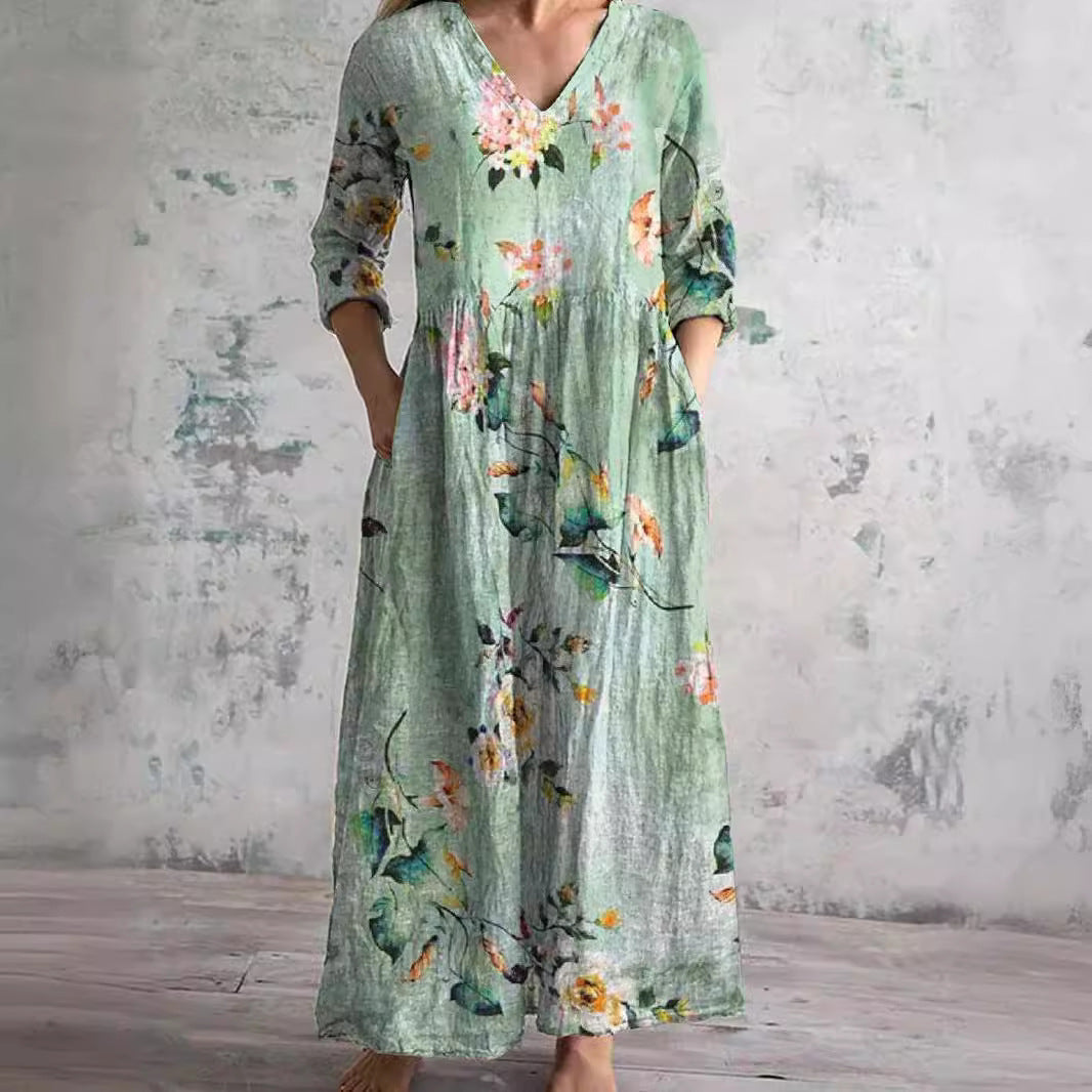 Glenda – V-Neck Floral Summer Dress