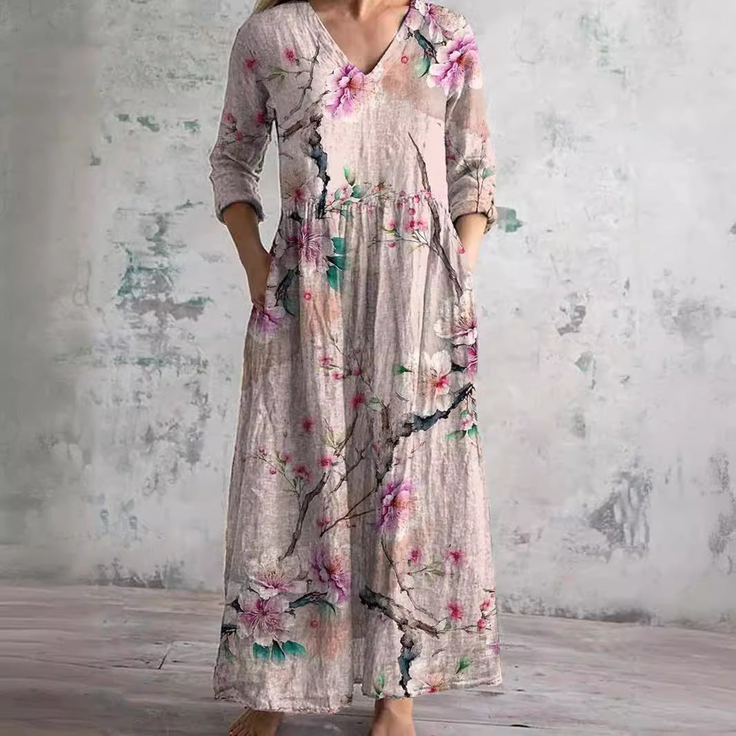 Glenda – V-Neck Floral Summer Dress