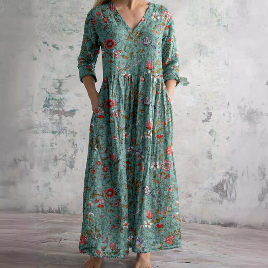Glenda – V-Neck Floral Summer Dress
