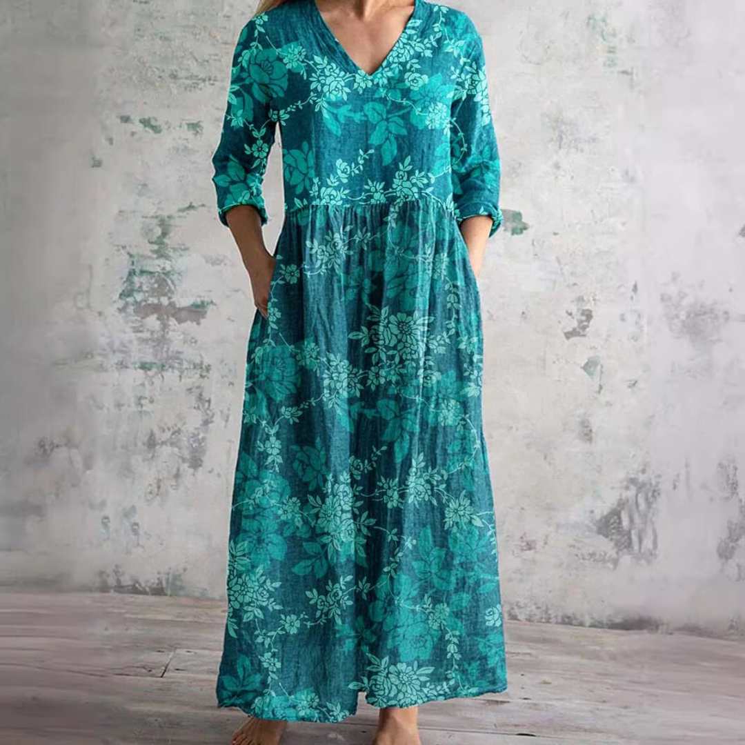 Glenda – V-Neck Floral Summer Dress