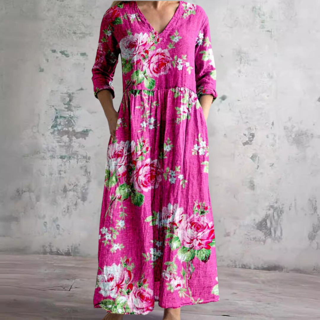 Glenda – V-Neck Floral Summer Dress
