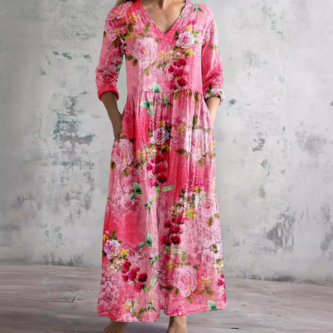 Glenda – V-Neck Floral Summer Dress