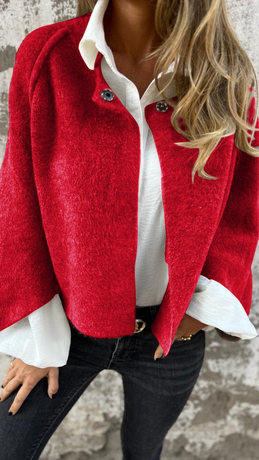 Bea – Women's Coat with Round Neck and Long Sleeves