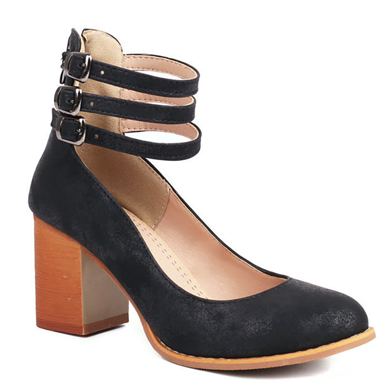 Casilda | Smooth Sandals with Ankle Strap and Thick Sole