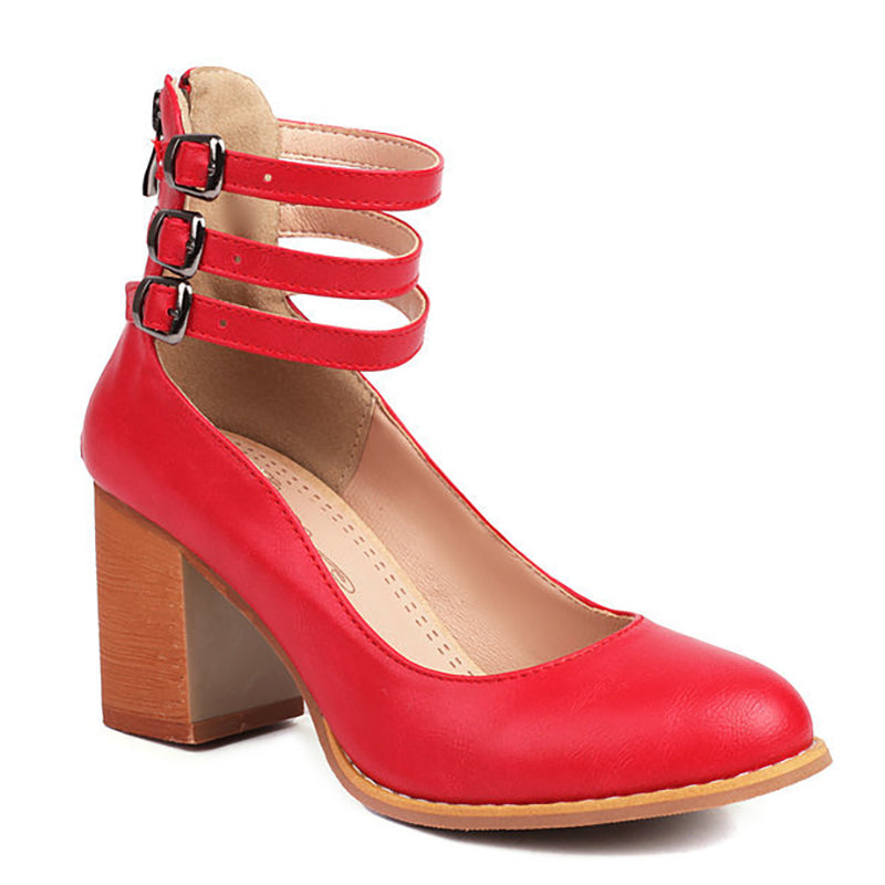 Casilda | Smooth Sandals with Ankle Strap and Thick Sole