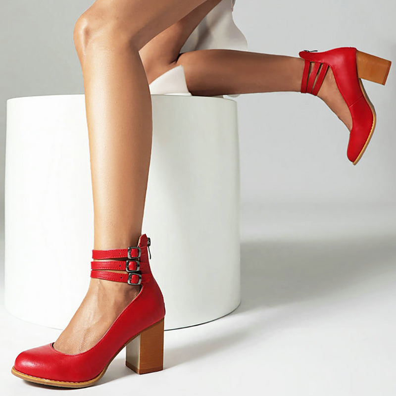 Casilda | Smooth Sandals with Ankle Strap and Thick Sole