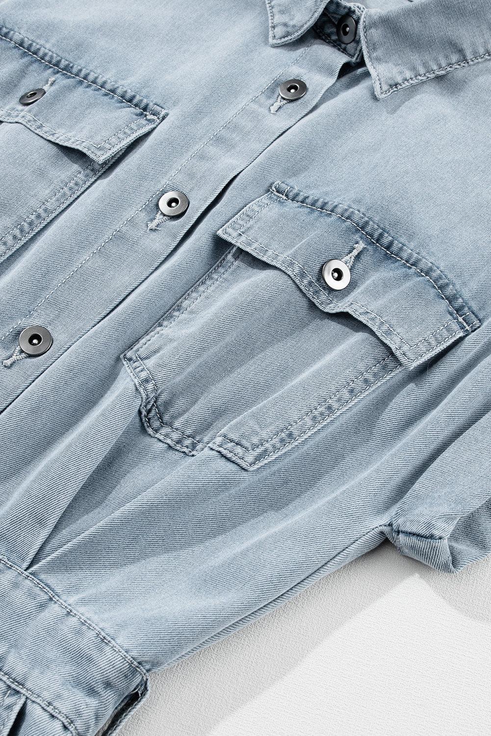 Isabelle - Denim Dress with Elegant, Short Batwing Sleeves