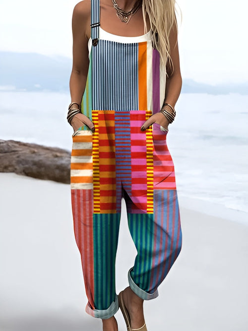 Lærke™ | Colorful Pop Stripe Overalls