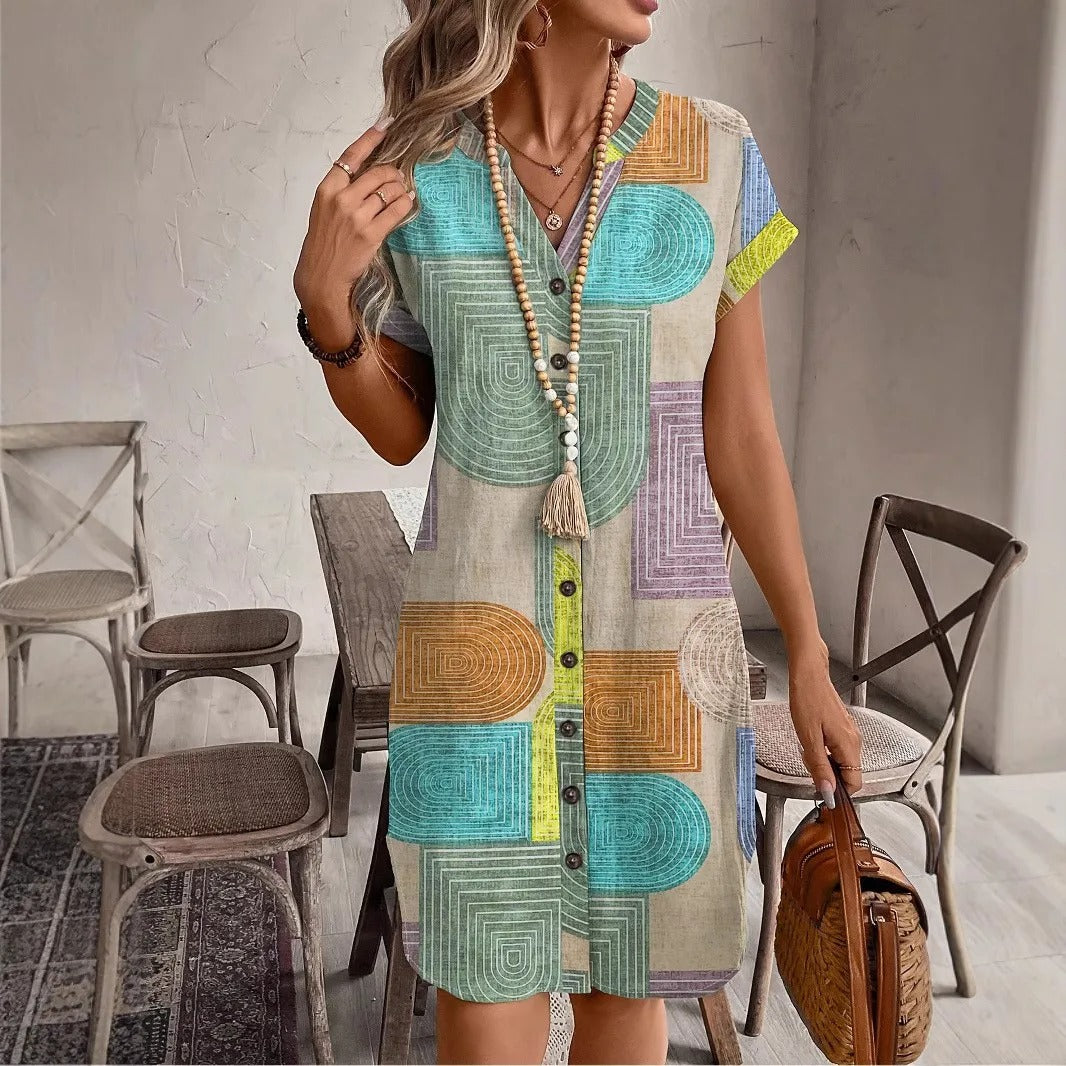 Julie – Artistic Button-Down Dress