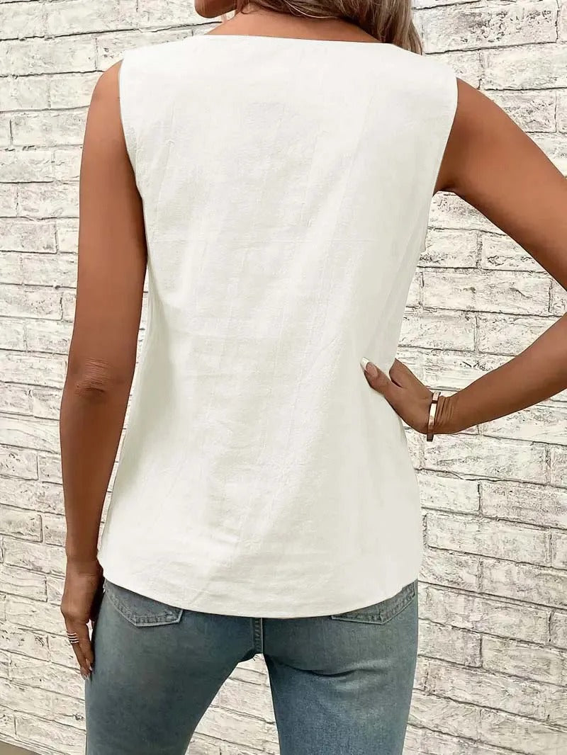 Sheila – Chic Asymmetrical Button-Detail Top
