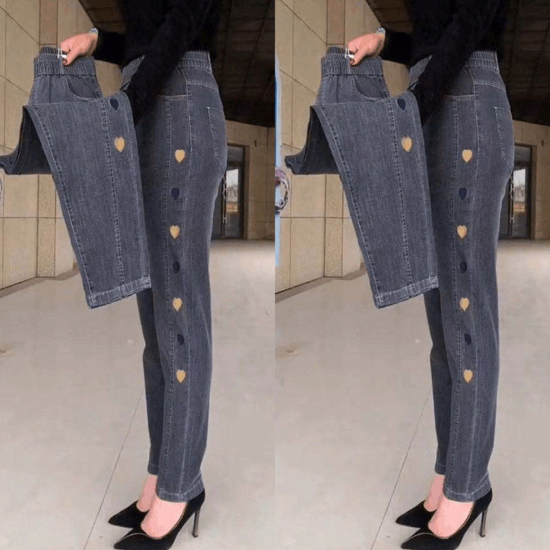 Cassie – Heart Embroidered Pants