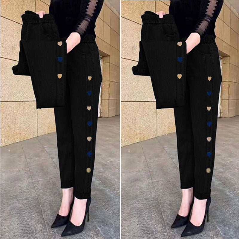 Cassie – Heart Embroidered Pants