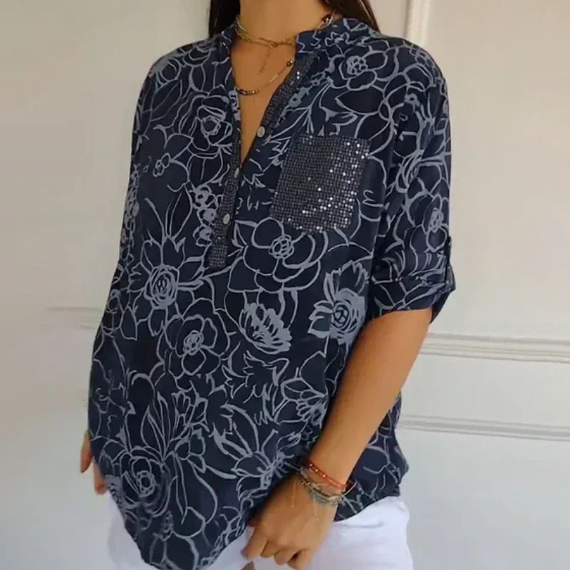 Clarinda – Printed Button-Up Shirt