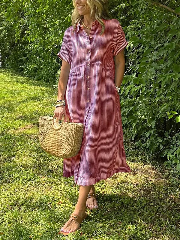 Malina – Striped Shirt Dress with Pockets