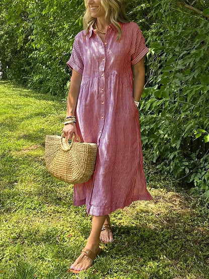 Malina – Striped Shirt Dress with Pockets