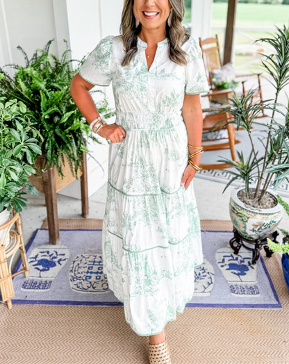 Eliza – Classic Toile Maxi Dress