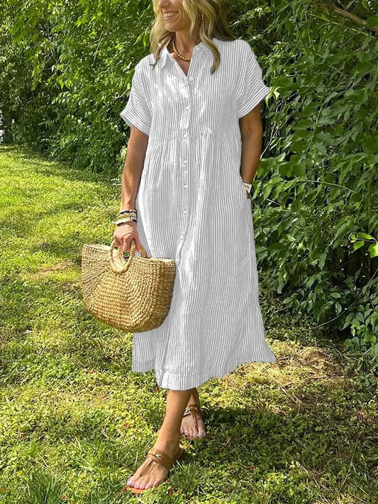 Malina – Striped Shirt Dress with Pockets