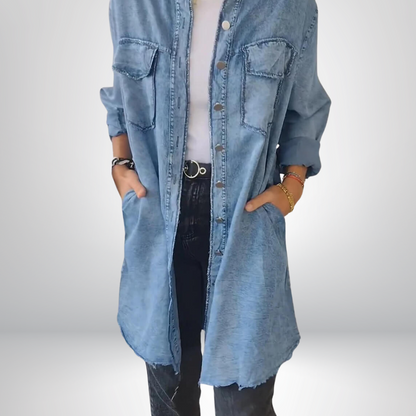 Liv - Long-sleeved denim jacket with a classic collar