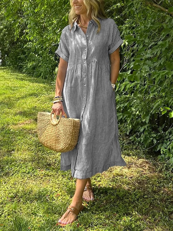 Malina – Striped Shirt Dress with Pockets