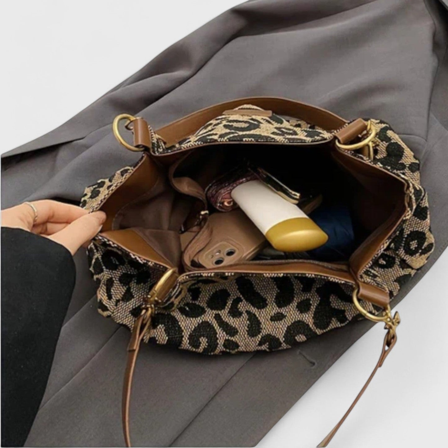 Alizee - Leopard Print Canvas Shopping Bag