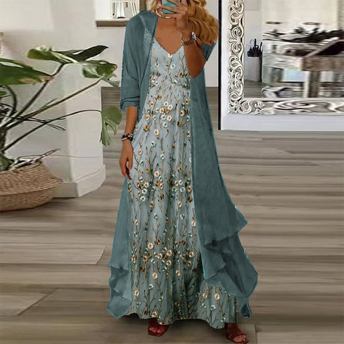 Della – Ditsy Floral Maxi Dress with Jacket