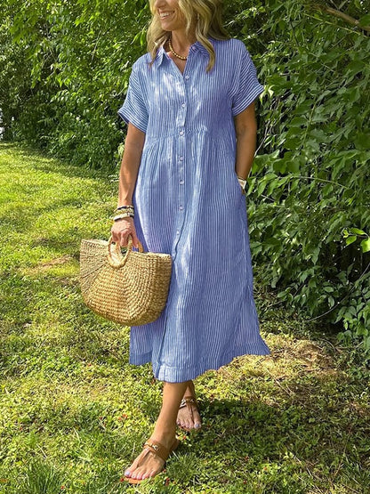 Malina – Striped Shirt Dress with Pockets