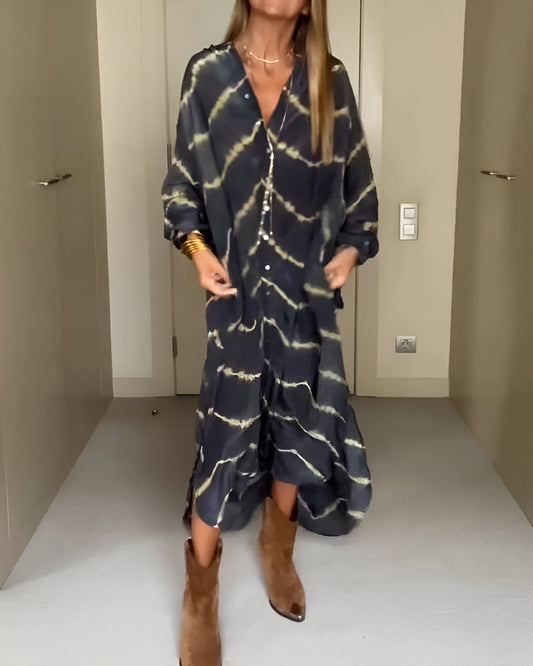 Mary – Bohemian Striped Maxi Dress