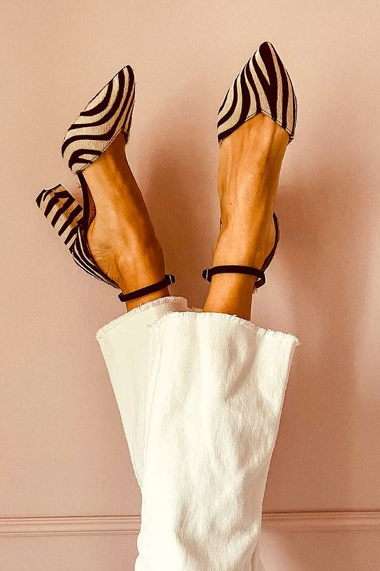 Zebrina™ | Sandals with Mid-Height Heel and Zebra Pattern