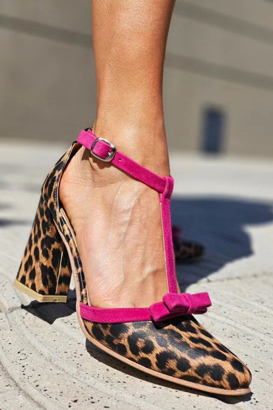 Leontina | Green Sandals with Leopard Print and Colorful Accent