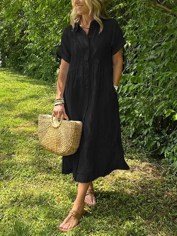 Malina – Striped Shirt Dress with Pockets
