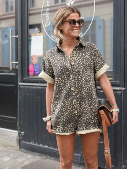Nikki - Shirt Dress with Leopard Print