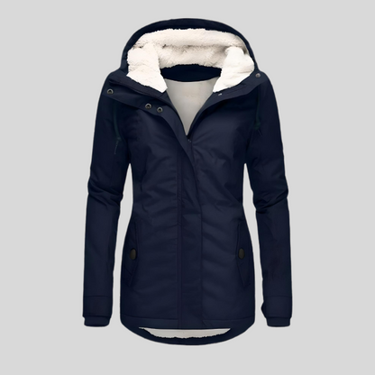Alienor – Waterproof Long Jacket with Hood and Lining