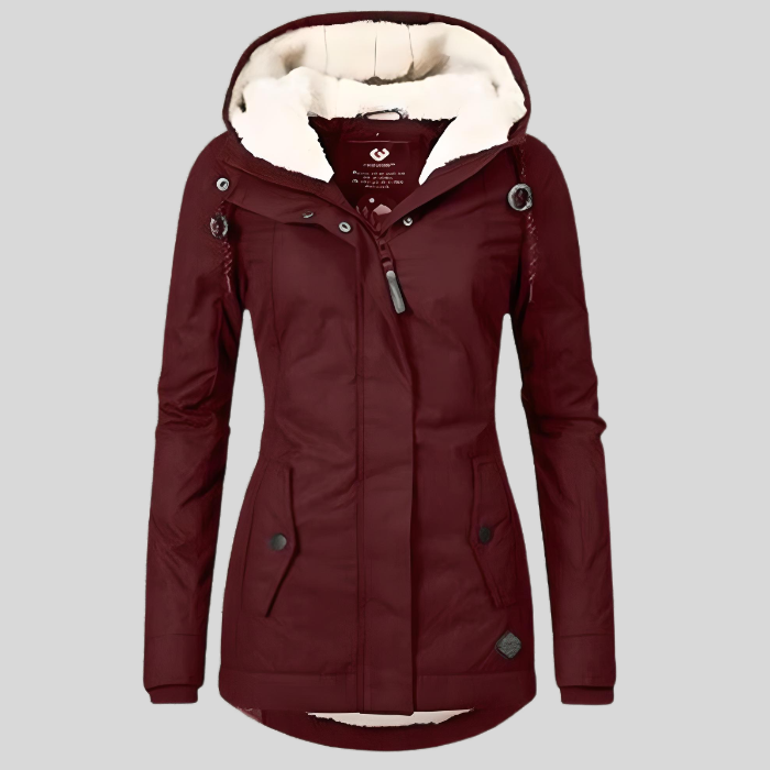 Alienor – Waterproof Long Jacket with Hood and Lining