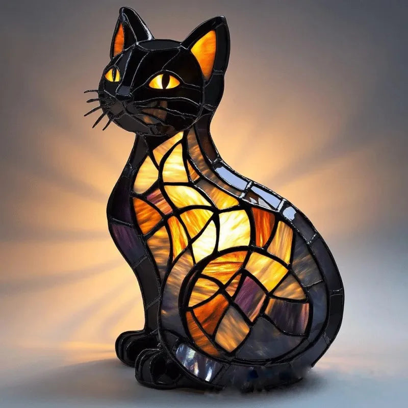 Mirra – Enchanted Cat Lamp in Colored Glass