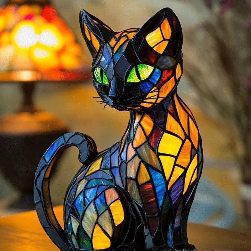 Mirra – Enchanted Cat Lamp in Colored Glass