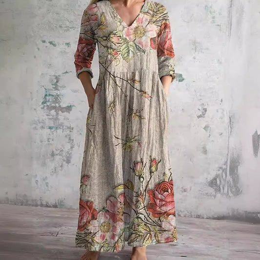 Glenda – V-Neck Floral Summer Dress