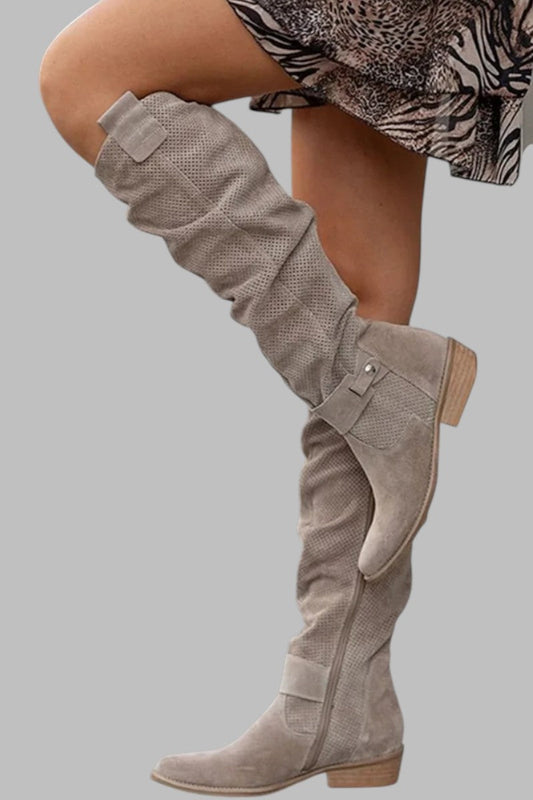 Magdalena – Perforated Knee-High Boots