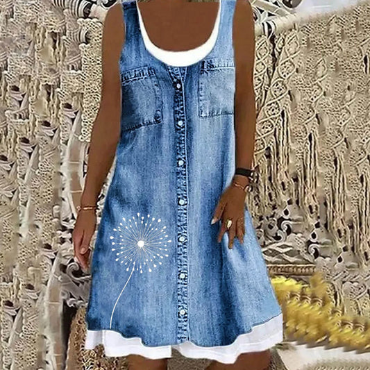 Viola - Soft and Elegant Denim Dress