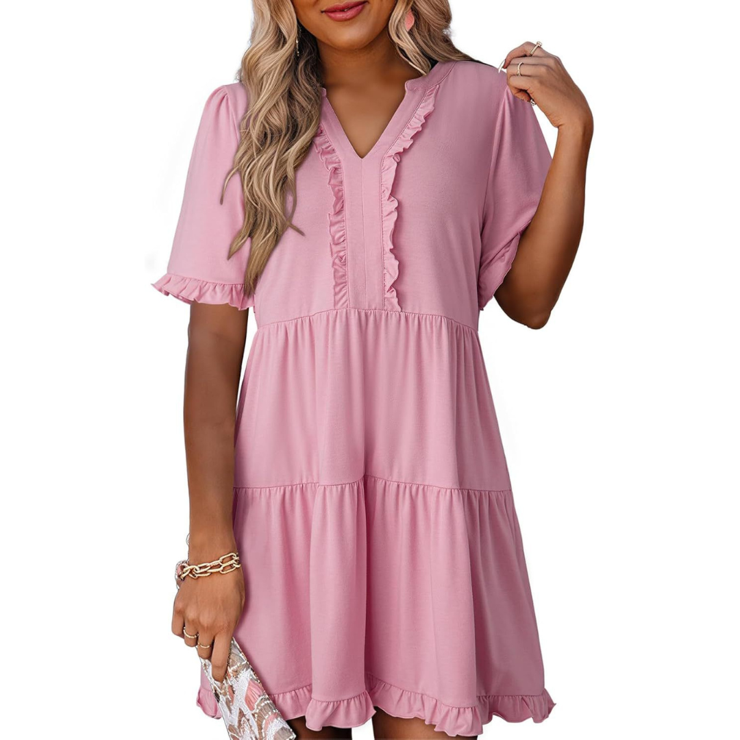 Shaila – Casual V-Neck Mini Dress