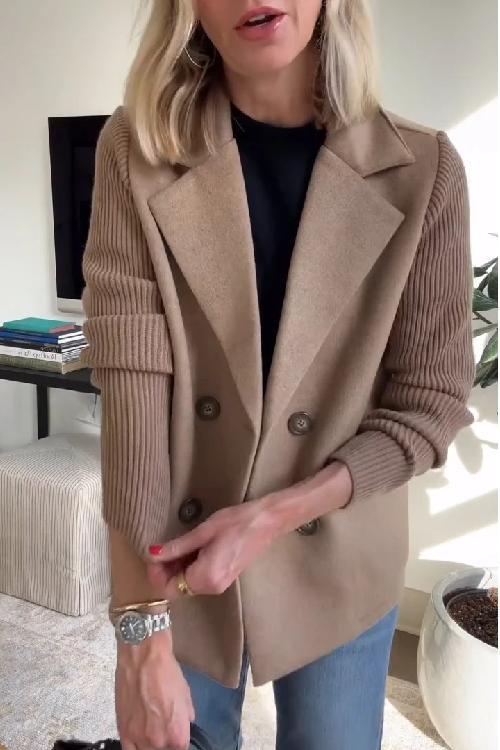 Amora - Elegant Knit-Sleeve Jacket